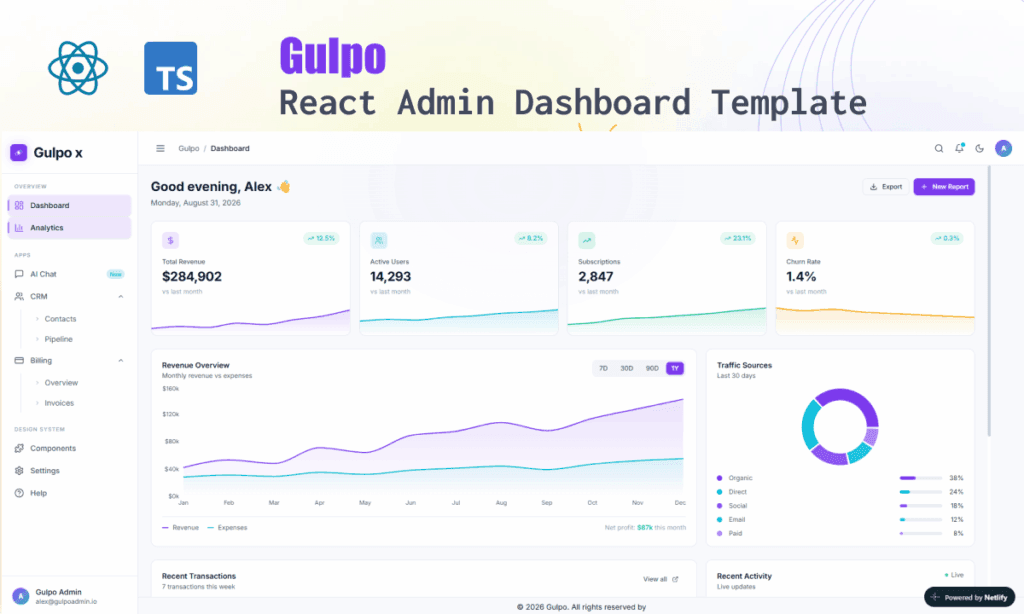 Gulpo React TypeScript Admin Dashboard Template