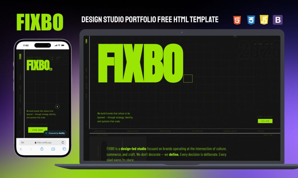 FIXBO Design Studio Portfolio Free HTML Template