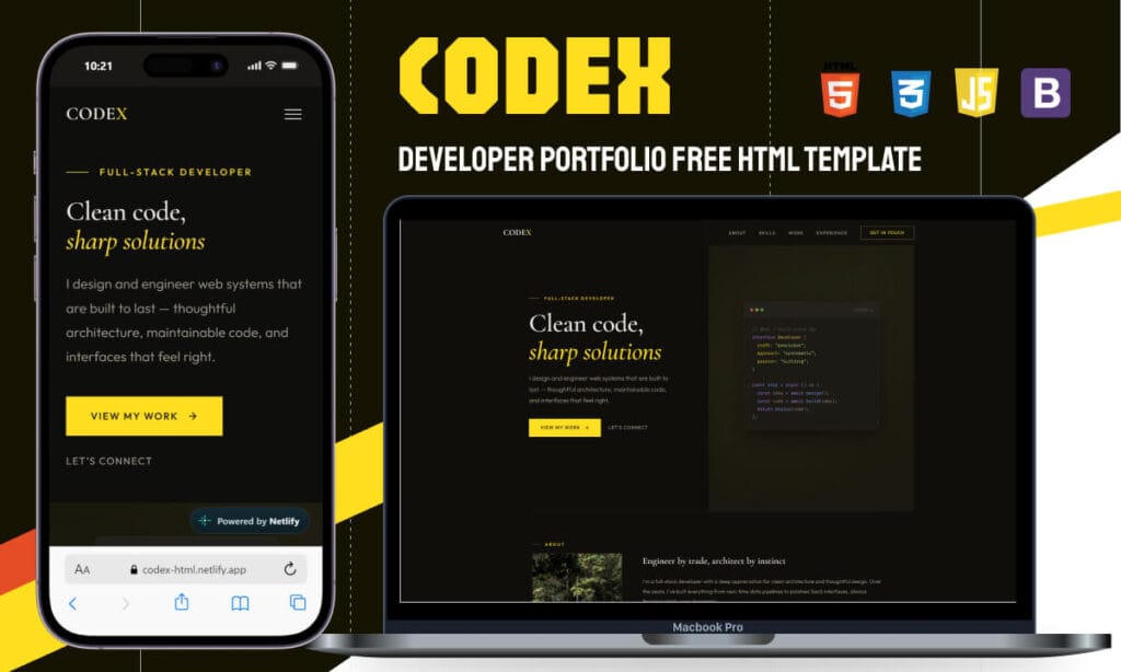 CODEX Developer Portfolio Free HTML Template