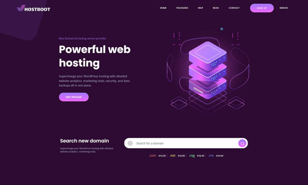 HOSTBOOT Free Hosting Bootstrap HTML Template