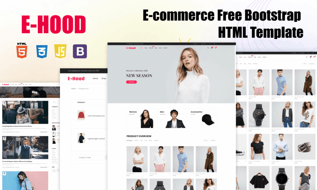 E-Hood Ecommerce Bootstrap Free HTML Template by ThemeVora