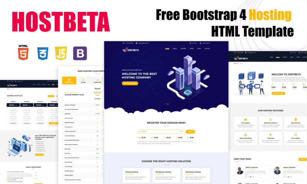 HOSTBETA Free Bootstrap 4 Hosting HTML Template
