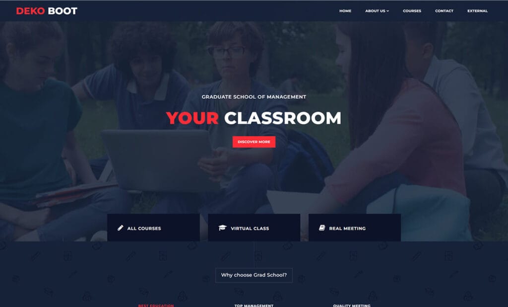 DEKOBOOT School Free HTML5 Template - Free School Website Template