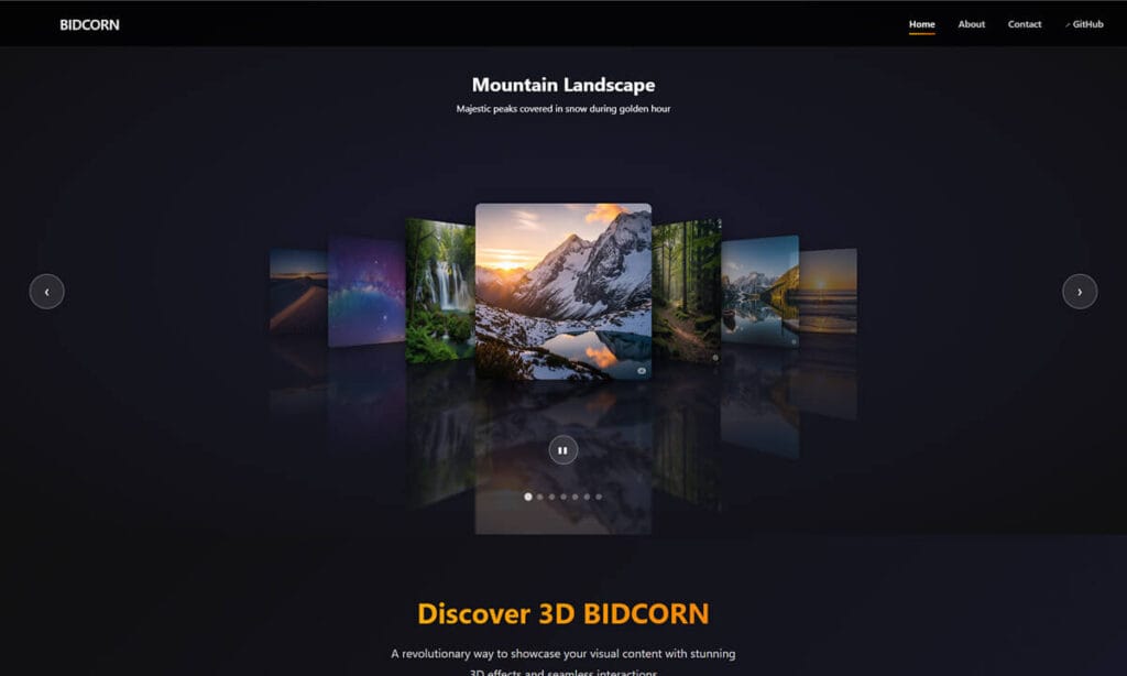 3D BIDCORN One Page Portfolio Free HTML Template