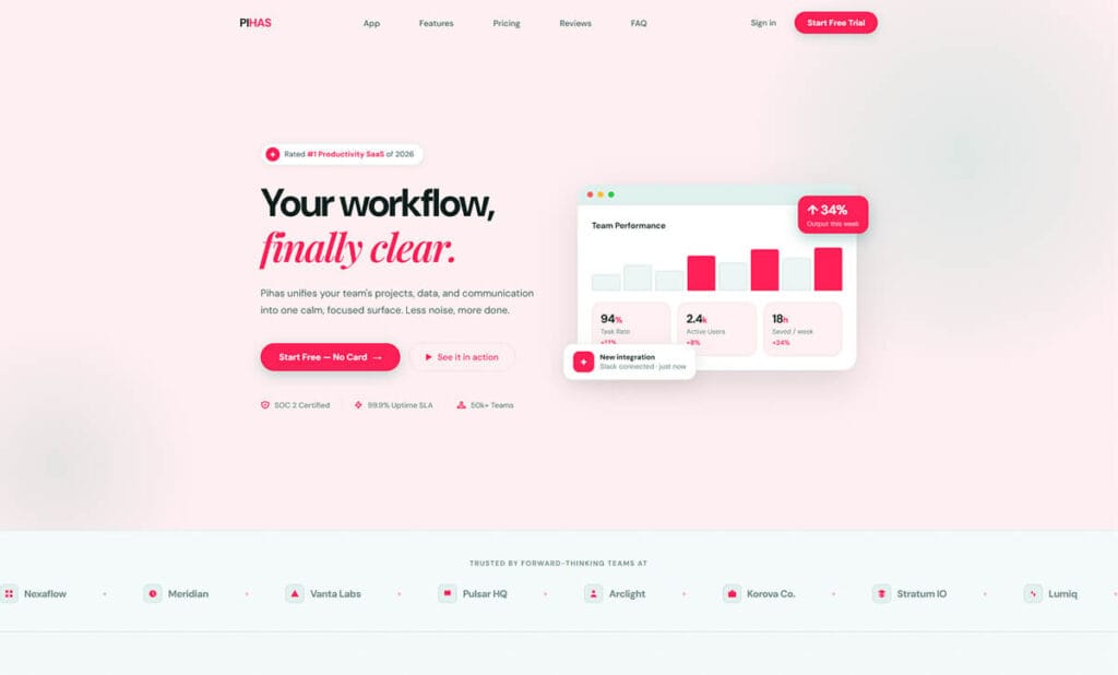 PIHAS Free SaaS Landing HTML Template