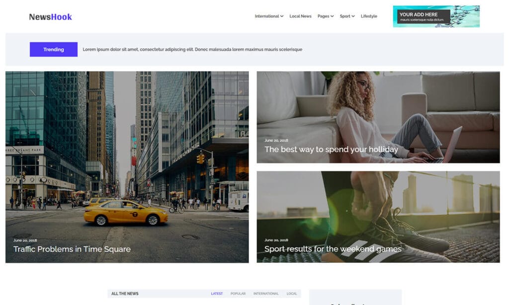 NewsHook Modern Magazine and Newspaper HTML Template