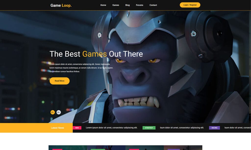 Game Loop Free Bootstrap Gaming HTML Template